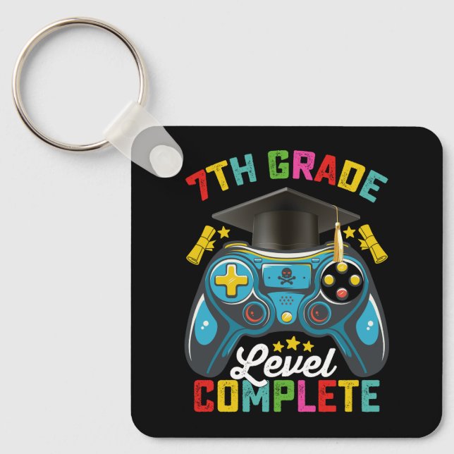 7th Grade Level Complete Graduation Gaming Gamer Keychain (Front)