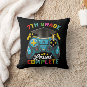 7th Grade Level Complete Graduation Gaming Gamer Throw Pillow