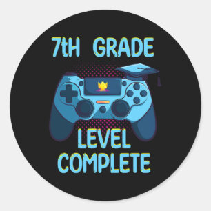 7th Grade Level Complete Last Day Of School Funny Classic Round Sticker
