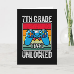 7th Grade Level Unlocked Kids Back to School Gamer Card