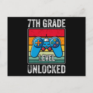 7th Grade Level Unlocked Kids Back to School Gamer Postcard