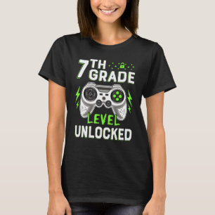7th Grade Level Unlocked Video Game 7th Grade Back T-Shirt