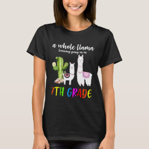7th Grade Llama Cactus Student Back To School T-Shirt