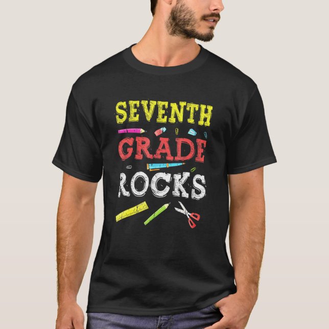 7th Grade Rocks Back To School Teacher T-Shirt (Front)