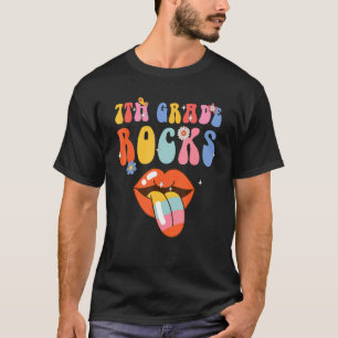 7th Grade Rocks Retro Groovy Back To School Teache T-Shirt