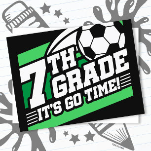 7th Grade Soccer Football First Day Back To School Postcard
