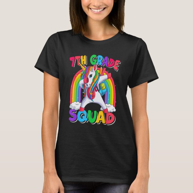 7th Grade Squad Dabbing Unicorn Back to School Kid T-Shirt (Front)