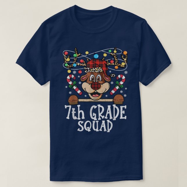7th grade Squad Reindeer Christmas Teacher squad X T-Shirt (Design Front)