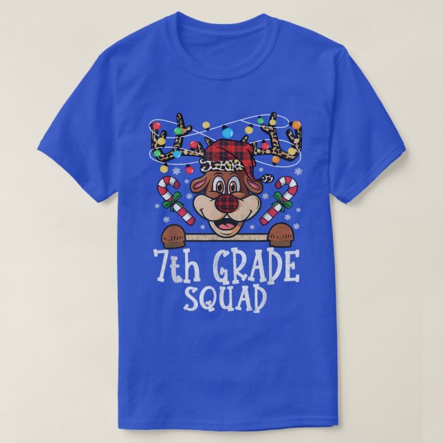 7th grade Squad Reindeer Christmas Teacher squad X T-Shirt (Design Front)