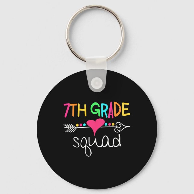 7th Grade Squad Seventh Teacher Student Team Back  Keychain (Front)