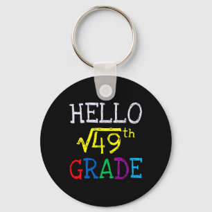 7th Grade Square Root Of 49 First Day Back To Scho Keychain
