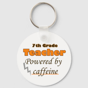 7th Grade Teacher Powered by caffeine Keychain