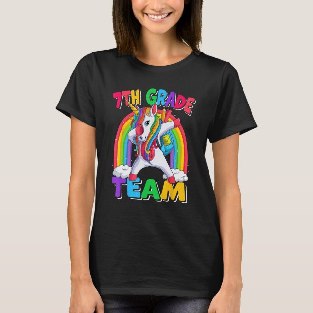 7th Grade Team Dabbing Unicorn Back to School Kids T-Shirt (Front)