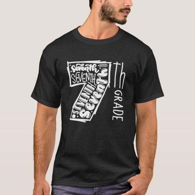 7Th Grade Typography Team Seventh Grade Funny Back T-Shirt (Front)