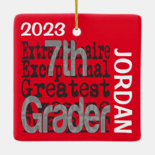 7th Grader Extraordinaire CUSTOM Ceramic Ornament