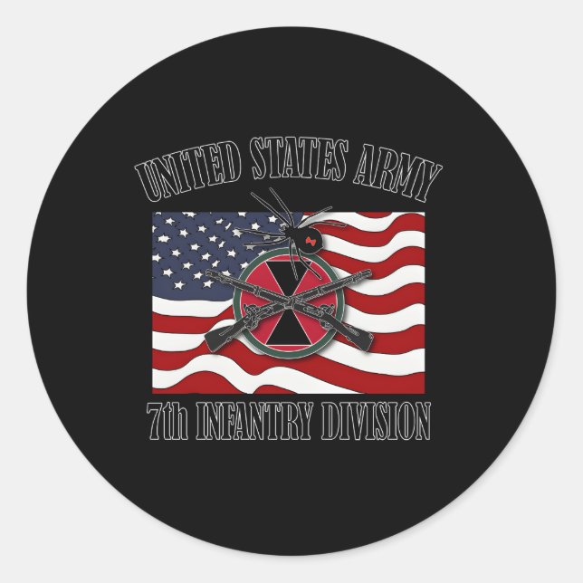 7Th Infantry Division Front Classic Round Sticker (Front)