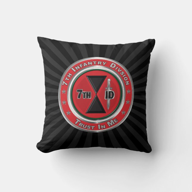 7th Infantry Division   Throw Pillow (Front)