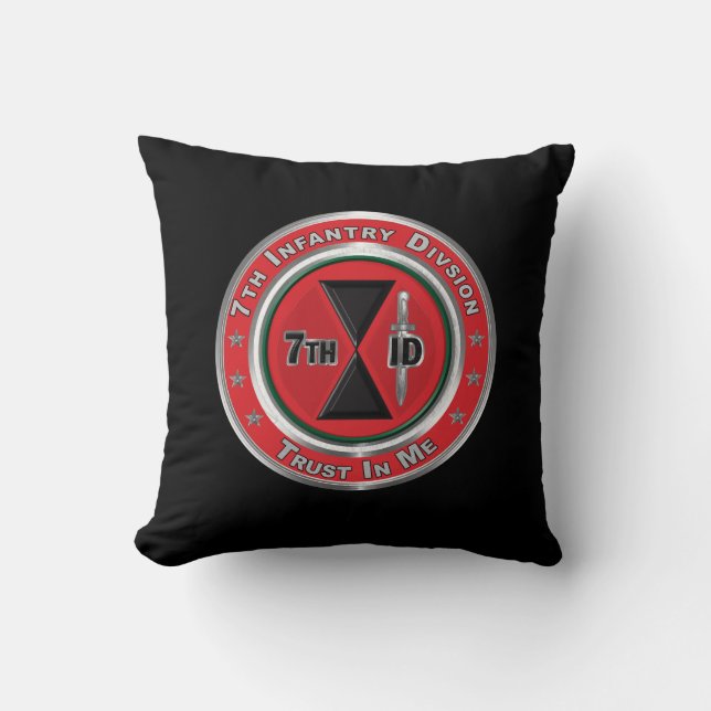 7th Infantry Division  Throw Pillow (Front)