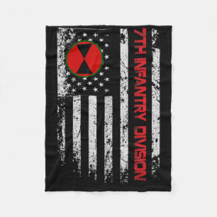 7th Infantry Division Vintage Usa Flag Military Ve Fleece Blanket