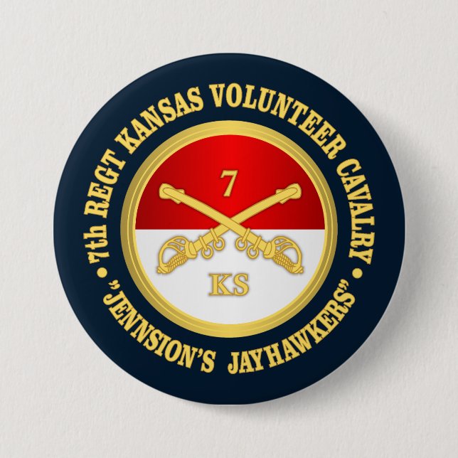 7th Kansas Cavalry   3 Inch Round Button (Front)