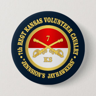 7th Kansas Cavalry   3 Inch Round Button