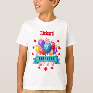 7th KIDS Birthday Festive Colourful Balloons B10DZ T-Shirt