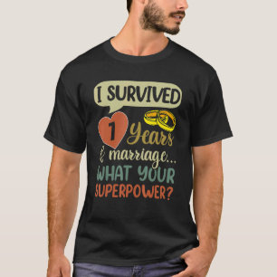 7th Marriage Anniversary Couples  I Survived 7 Yea T-Shirt
