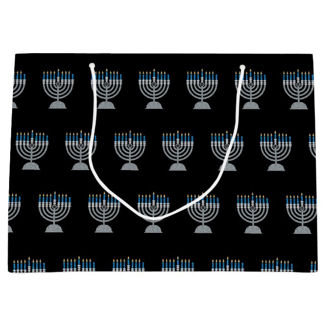 7th Night of Hanukkah Glitter Large Gift Bag (Front)