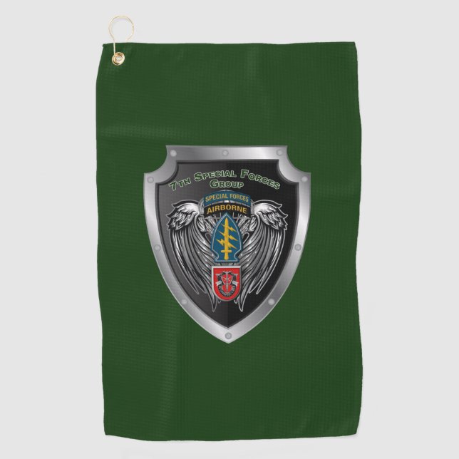 7th Special Forces Group (Airborne) Shield Golf Towel (Front)