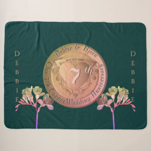 7th Wedding Anniversary Copper Fresia Sherpa Blanket