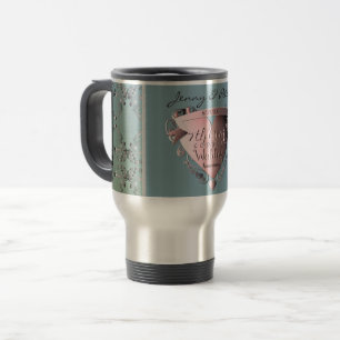 7th Wedding Anniversary Copper Heart Emblem  Travel Mug