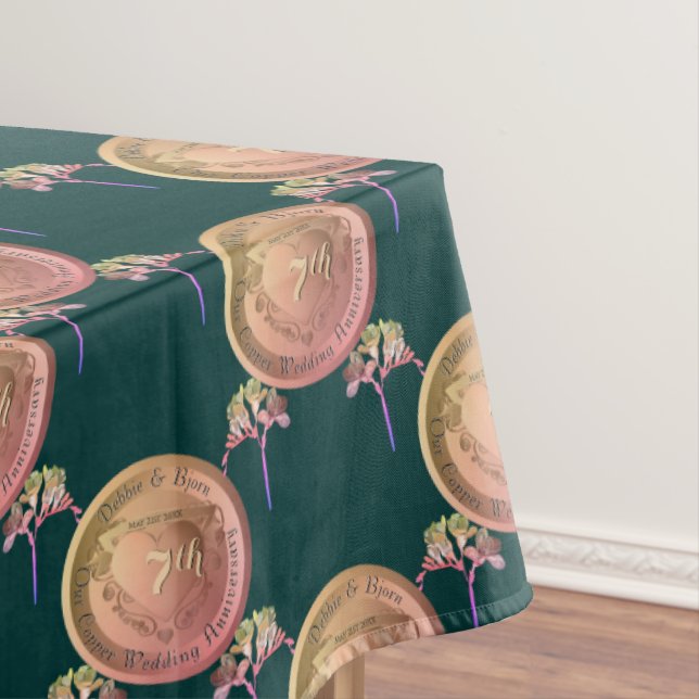 7th Wedding Anniversary Fresia MedallionTablecloth Tablecloth (In Situ)