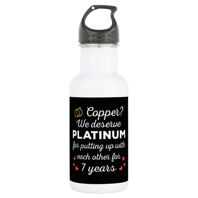 7th Wedding Anniversary I - Copper Funny Couple 532 Ml Water Bottle (Front)