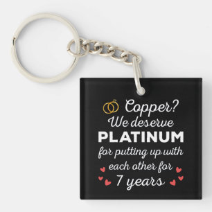 7th Wedding Anniversary I - Copper Funny Couple Keychain