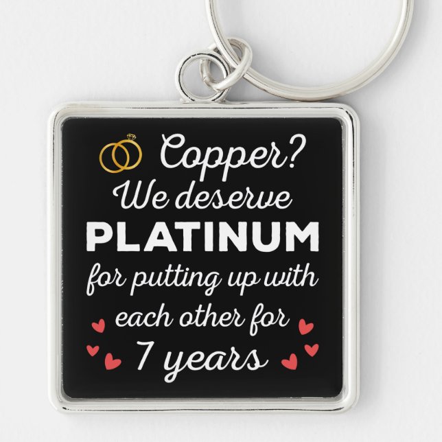 7th Wedding Anniversary I - Copper Funny Couple Keychain (Front)
