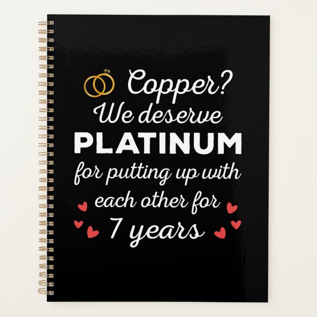 7th Wedding Anniversary I - Copper Funny Couple Planner (Front)