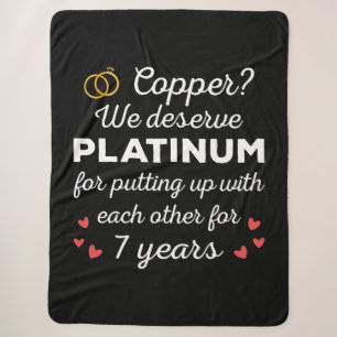 7th Wedding Anniversary I - Copper Funny Couple Sherpa Blanket