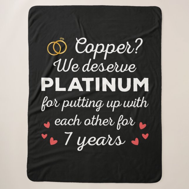 7th Wedding Anniversary I - Copper Funny Couple Sherpa Blanket (Front)