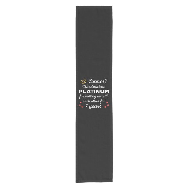 7th Wedding Anniversary I - Copper Funny Couple Short Table Runner (Front)
