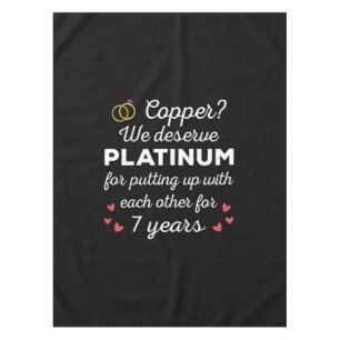 7th Wedding Anniversary I - Copper Funny Couple Tablecloth