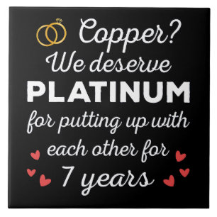 7th Wedding Anniversary I - Copper Funny Couple Tile