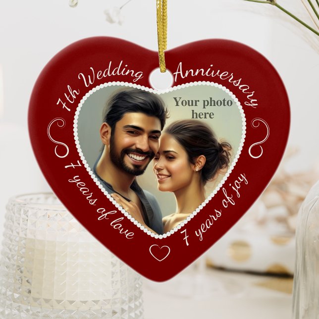 7th Wedding Anniversary Photo Ceramic Ornament (Creator Uploaded)