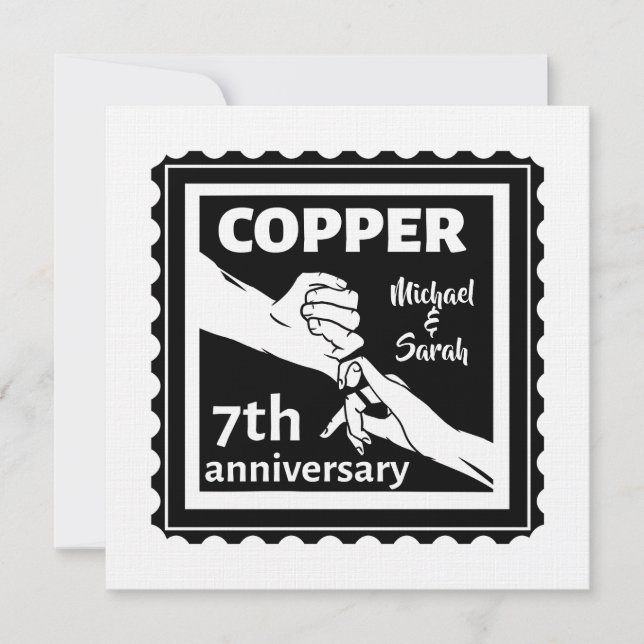 7th wedding anniversary traditional gift iron invitation (Front)