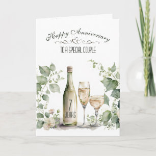 7th Wedding Anniversary Wine and Ivy   Card