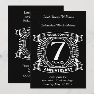 7TH wedding anniversary wool copper Invitation