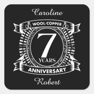 7TH wedding anniversary wool copper Square Sticker