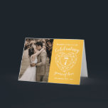 7th Wedding Anniversary yellow sapphire heart Card<br><div class="desc">Yellow sapphire wedding celebrating 7 years of love anniversary add your own photo greetings card. Celebrating 7 years of love, a simple heart stone effect line art graphic colour personalized greetings card. Customize with your own choice of names or relations, their anniversary dates, and a photo of the happy couple....</div>