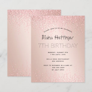 7TH Year Budget Birthday Glitter Rose Gold Metal