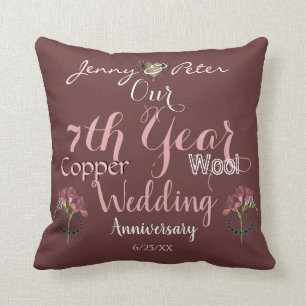 7th Year Wedding Anniversary Freesia Onyx Throw Pillow