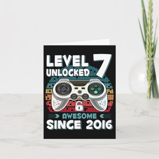 7yr Bday Son Boy Funny Gamer 7th 7 Year Old Birthd Card (Front)
